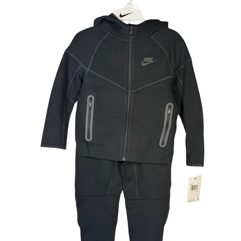 Nike Kids Tech Fleece Full-Zip Hoodie & Jogger Set Black Size 7 NWT - Picture 3 of 9